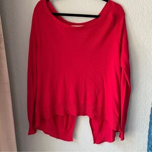Rachel Roy Red Small Knit Open Back Boatneck Pullover Top Sweater Tunic, size XL
